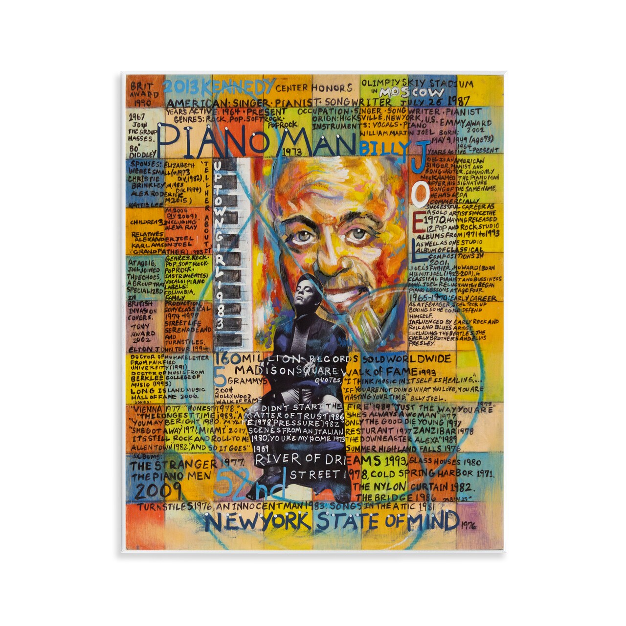 Stupell Industries Billy Joel Collage Wall Plaque Art Design by Sabin